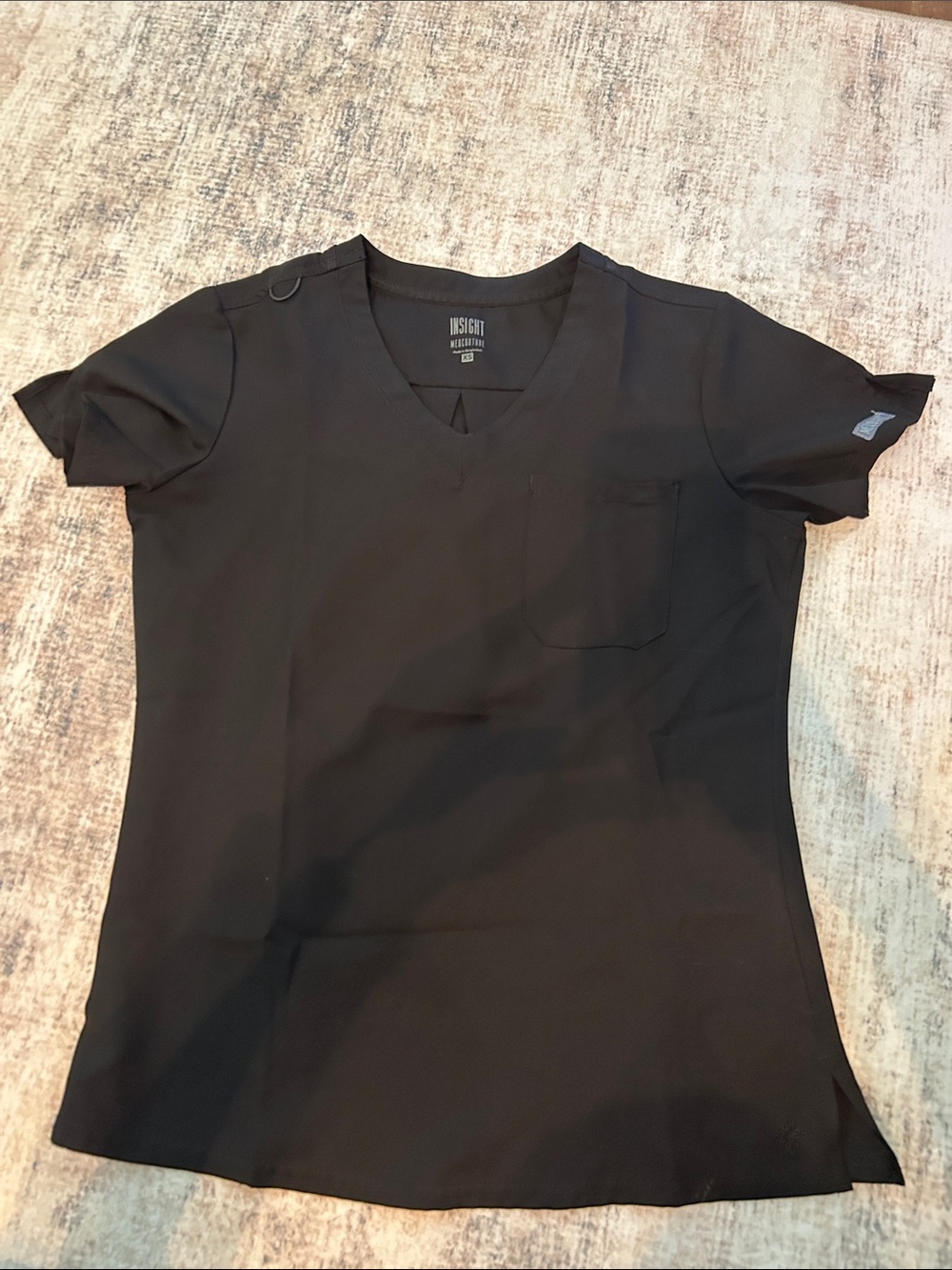Med Couture Black Short-Sleeve V-Neck Scrub Top